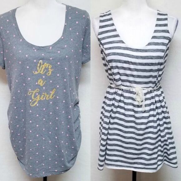 MOTHERHOOD Polka Dot Striped T-shirt Tank Top XL - Picture 1 of 15
